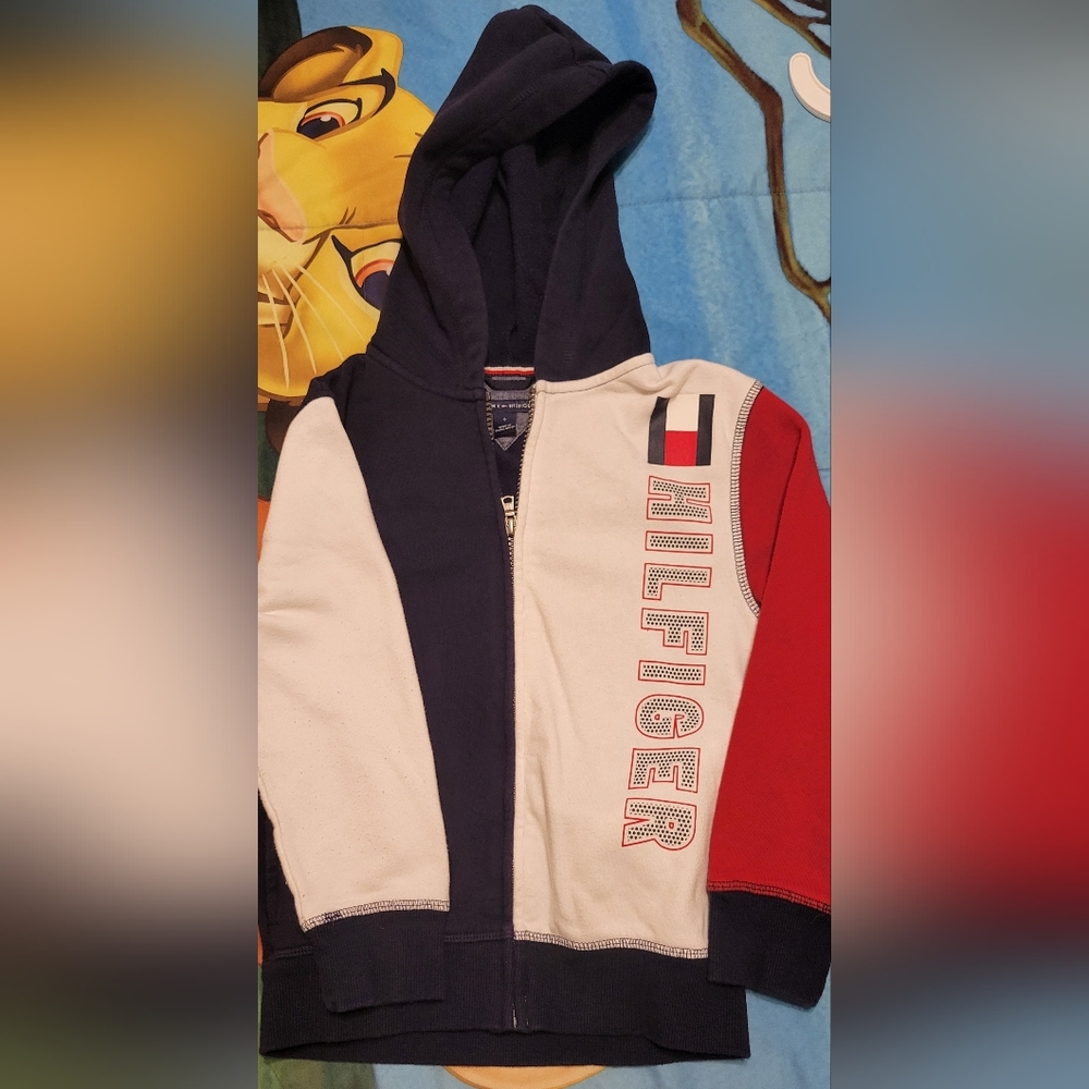 Tommy Hilfiger Navy, White and Red Zip-Up Hoodie